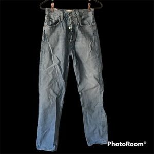Agolde button fly frayed high rise straight 90s punch waist jeans size 24